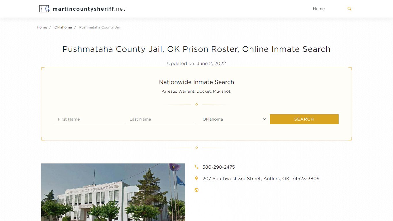 Pushmataha County Jail, OK Prison Roster, Online Inmate ...